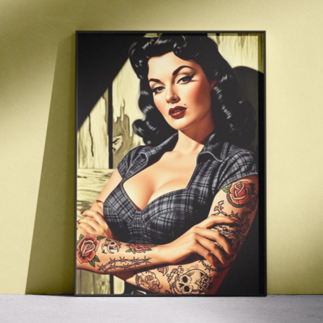 Poster Tatuagem retrô Pin-up (Criador carregado)