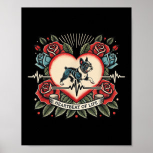 Poster Tatuagem Retroativa Com Rosas De Batimentos Cardía