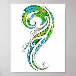 Poster Tatuagem Tahitian - Tatuagem Havaiana - Gráfico _1