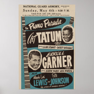 Poster Tatum / Garner Jazz Concert Vintage