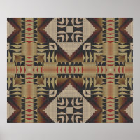 Taupe Brown Dark Red Black Ethnic Tribal Mosaico