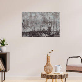 Poster Taupe e Cyan Distress Skyline Veneice Itália