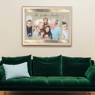 Poster Taupe Moderno Elegante e Dourado Adicionam sua fam