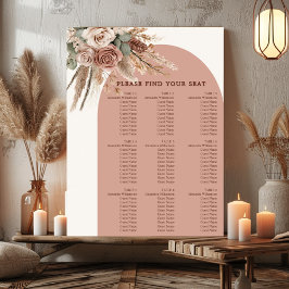 Poster Taupe pampas grass wedding seating chart
