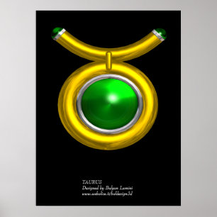 PÓSTER TAURUS/DOURADO,VERDE - SINAL ZODIAC JOWEL