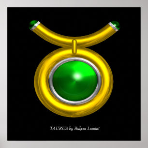 PÓSTER TAURUS/DOURADO,VERDE - SINAL ZODIAC JOWEL