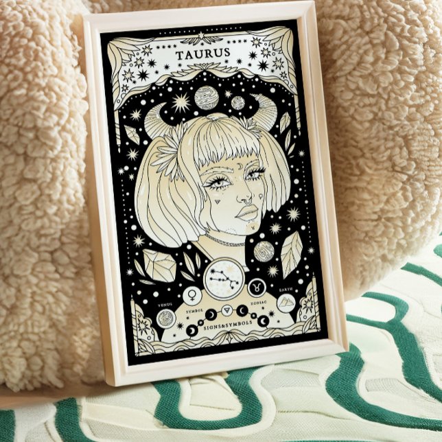 Poster Taurus Elegant e Grouned - Arte de Muro Zodiac (Criador carregado)