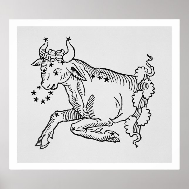 Poster Taurus (o Touro), uma ilustração do "Poético" (Frente)