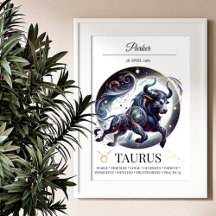 Taurus Personalizado Elegante Zodiac Watercolor