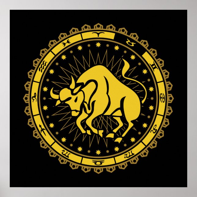 Poster Taurus - Sinal Zodiac - Símbolo - Horoscópio (Frente)