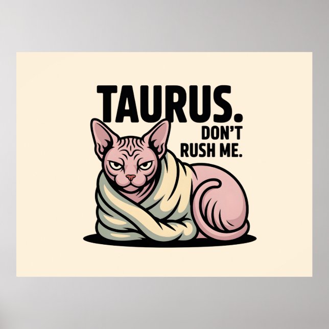 Poster Taurus Sphynx Cat Zodiac Attitude Illustration (Frente)