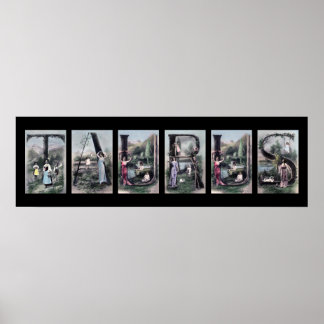 Poster TAURUS Vintage - Letra alfabética Zodiac - Sinal d