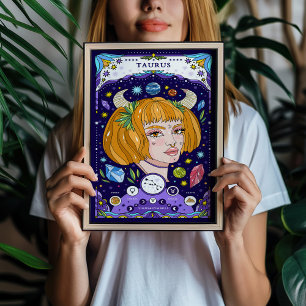 Poster Taurus Zodiac - Sinal BluePoster - Elegante e Terr