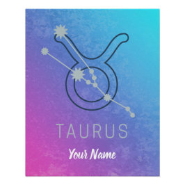 Póster Taurus Zodiac Sinal Watercolor Horoscope