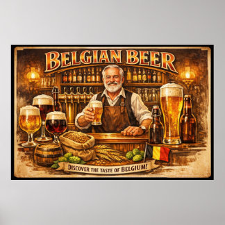 Poster Taverna de Cerveja Belga Calor Cartaz Vintage