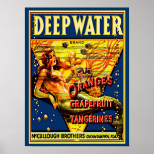 Póster Taxa de Fruta "Deep Water" 1940 Ad -12x16