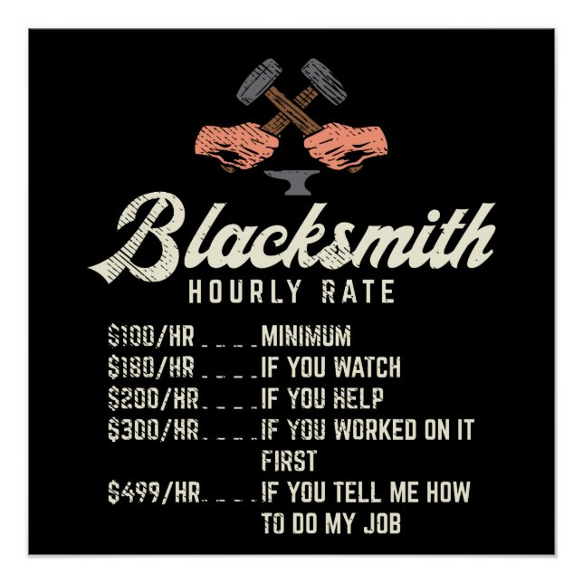 Póster Taxa Horária do Blacksmith (Frente)