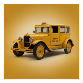Póster Táxi Amarelo dos Anos 1920 em Fundo Amarelo