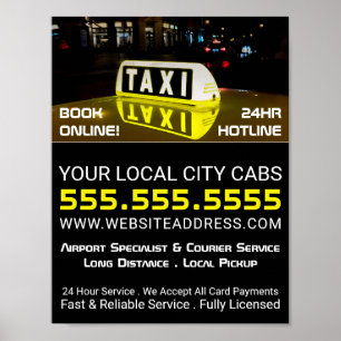 Poster Taxi Sign, Taxi Cab Firme Advertising
