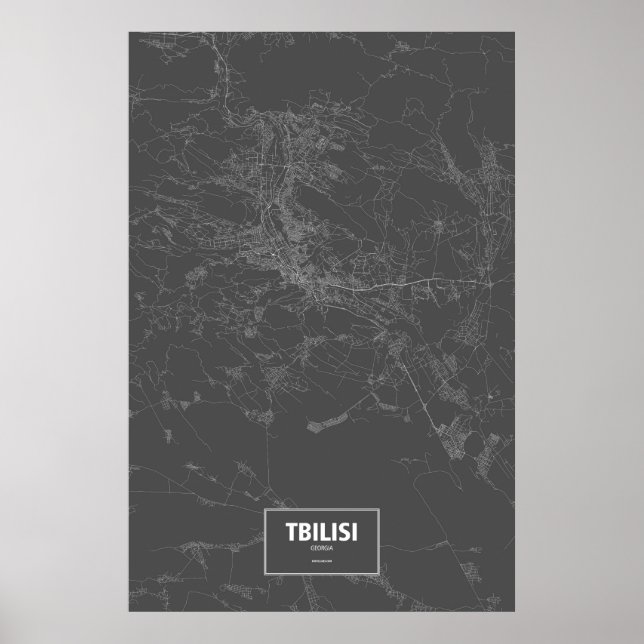 Poster Tbilisi, Geórgia (branco no preto) (Frente)