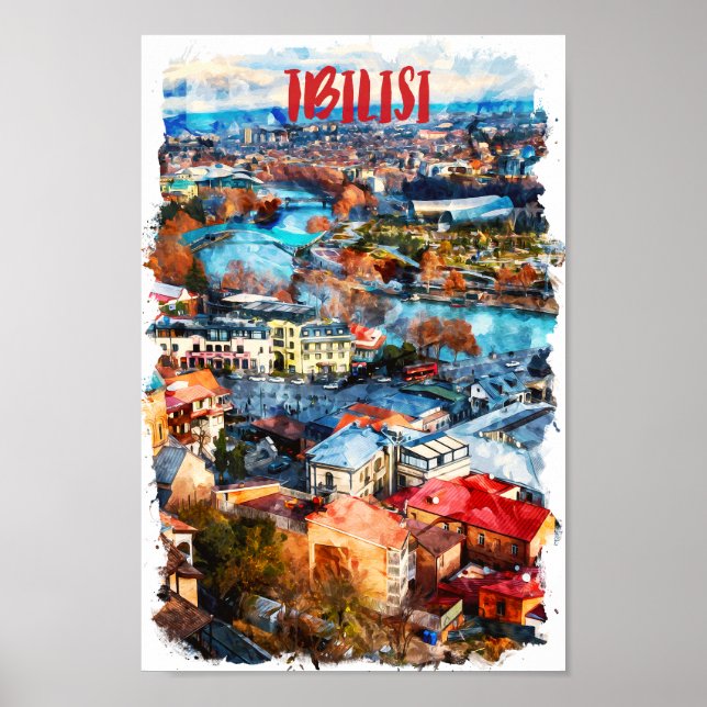 Poster Tbilisi Georgia Cityscape View (Frente)