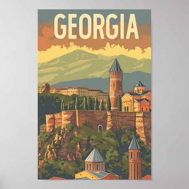 Poster Tbilisi Georgia Vintage Familiar Viagem (Frente)
