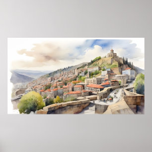 Poster Tbilisi watercolor art
