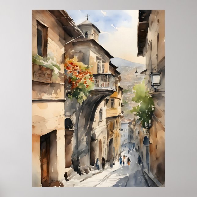 Poster Tbilisi watercolor art (Frente)