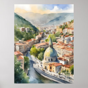 Poster Tbilisi watercolor art
