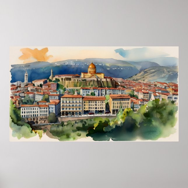 Poster Tbilisi watercolor art (Frente)