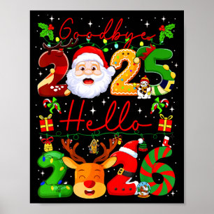 Poster Tchau 2025 Olá 2026 Feliz Ano Novo Natal F