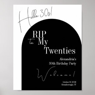 Poster Tchau 20s Olá 30s Festa de 30 anos Bem-vindo