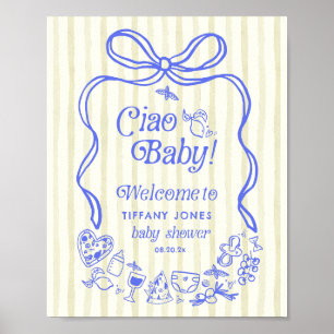 Poster Tchau Bebê Italiano Limons Chá de fraldas Sinal de