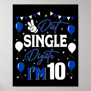Poster Tchau Dígitos Simples Estou Com 10 Anos 10º Aniver