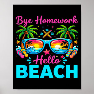 Poster Tchau lição de casa olá praia 2026 fim da escola v