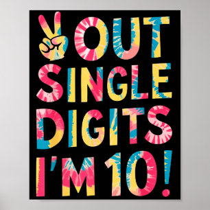 Poster Tchau Números Simples Estou com 10 Anos 10º Aniver