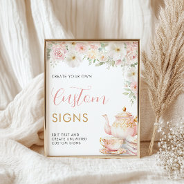 Poster Tea Party Baby Shower Custom Sign - 8x10