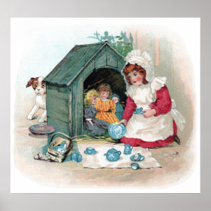 Póster Tea party do Victorian na casa de cachorro