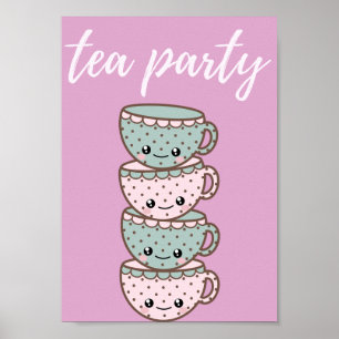 Poster Tea Party - Rosa