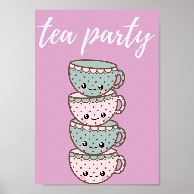Poster Tea Party - Rosa (Frente)