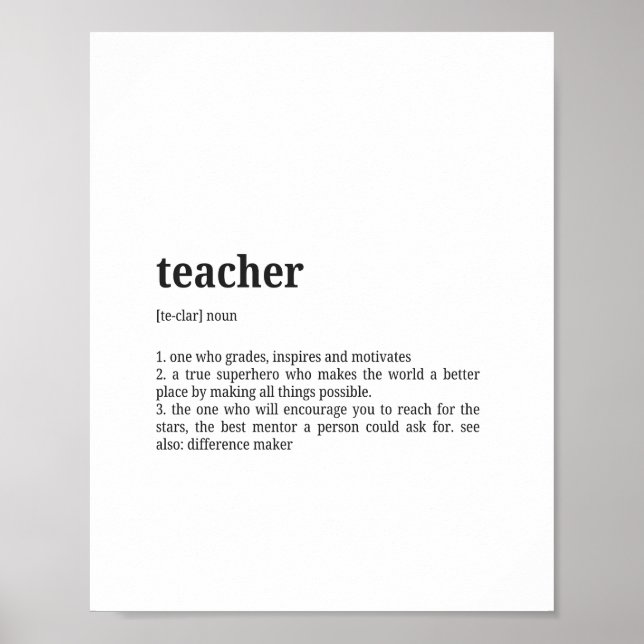Poster Teacher Definition Dictionary Wall Art (Frente)