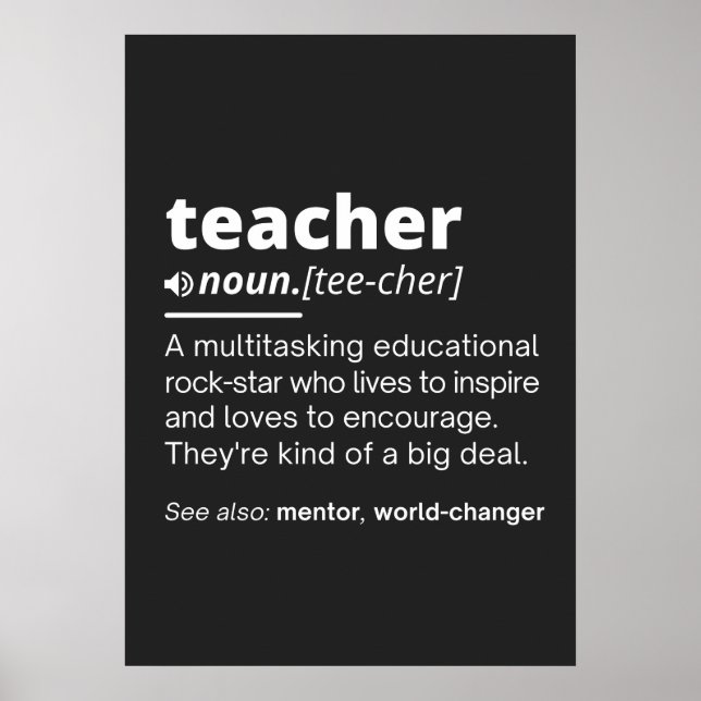 Poster Teacher Definition - Funny Teaching School Teacher (Frente)