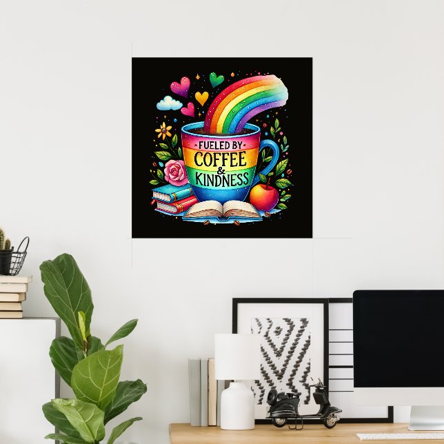 Poster Teachers fueled coffee kindness word art  (Escritório em casa)