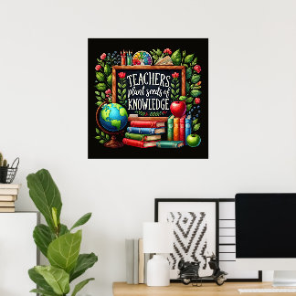 Poster Teachers plant seeds kindness word art 