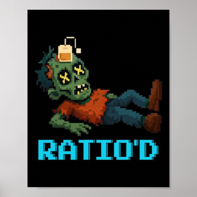 Poster Teag Npc Gamer de Zumbi Pixelado com Ratio Alto no (Frente)