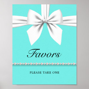 Poster Teal Aqua Tiffany Chá de fraldas Favorece Sinal Po