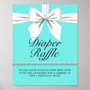 Poster Teal Aqua Tiffany Chá de fraldas Fralda Raffle