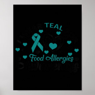 Poster Teal Bonito Para Alergias À Comida Presente De Con