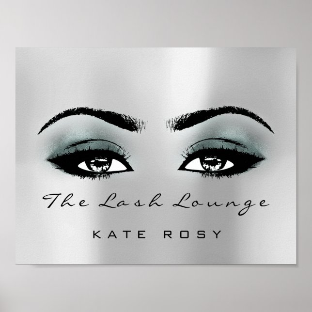 Póster Teal Cinza Name Makeup Artist Beauty Studio Lashes (Frente)