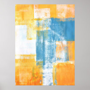 Póster Teal 'Color Combo' e Abstrato de Arte Laranja
